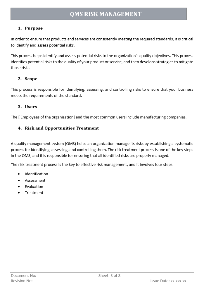 QMS Risk Management Scope