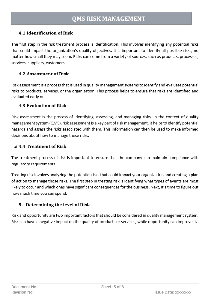 QMS Risk Management Assessment