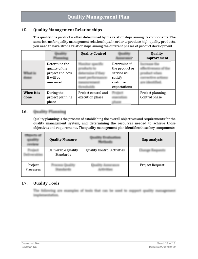 ISO 9001:QMS Quality Management Plan Template