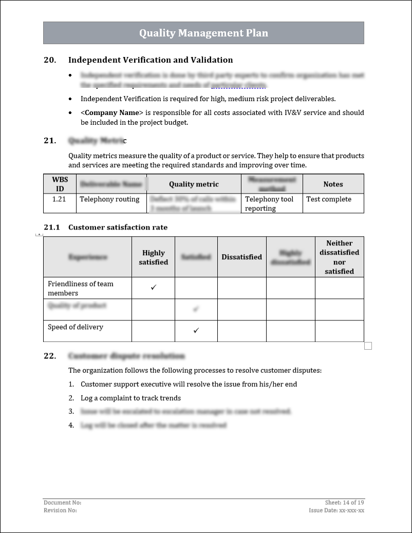 ISO 9001:QMS Quality Management Plan Template