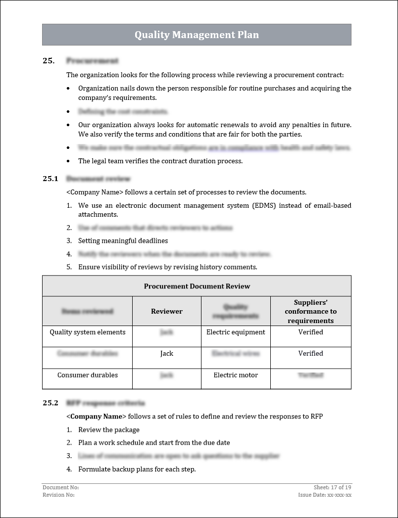 ISO 9001:QMS Quality Management Plan Template