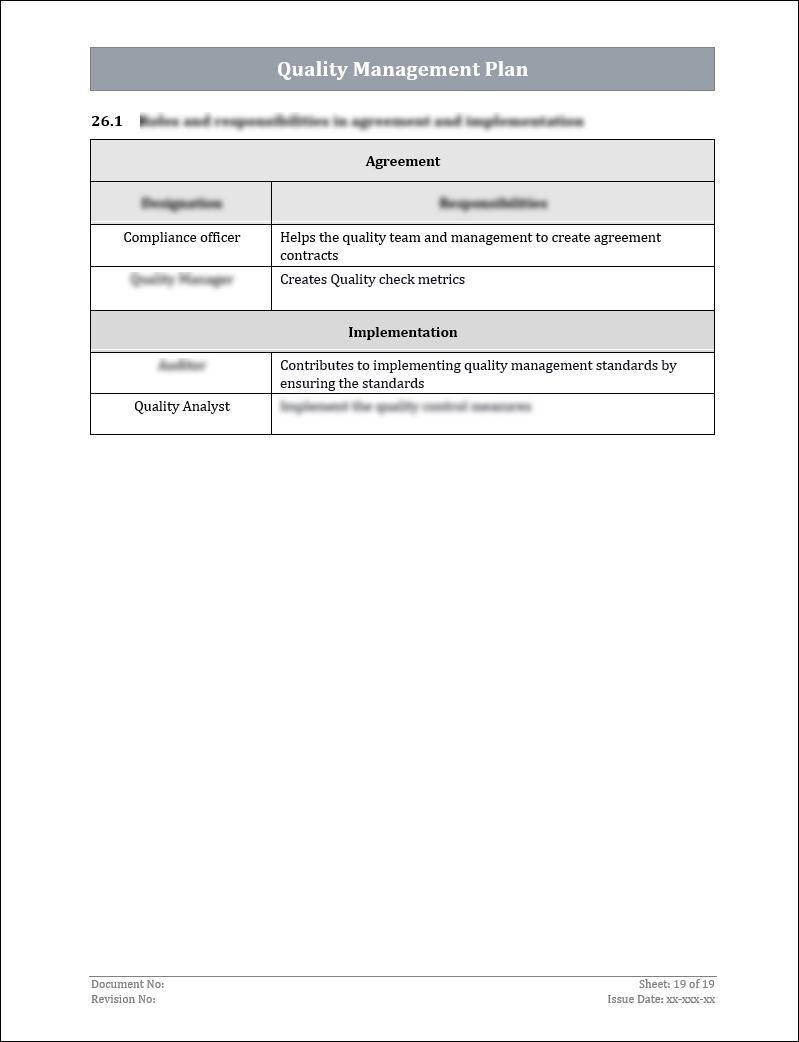 ISO 9001:QMS Quality Management Plan Template