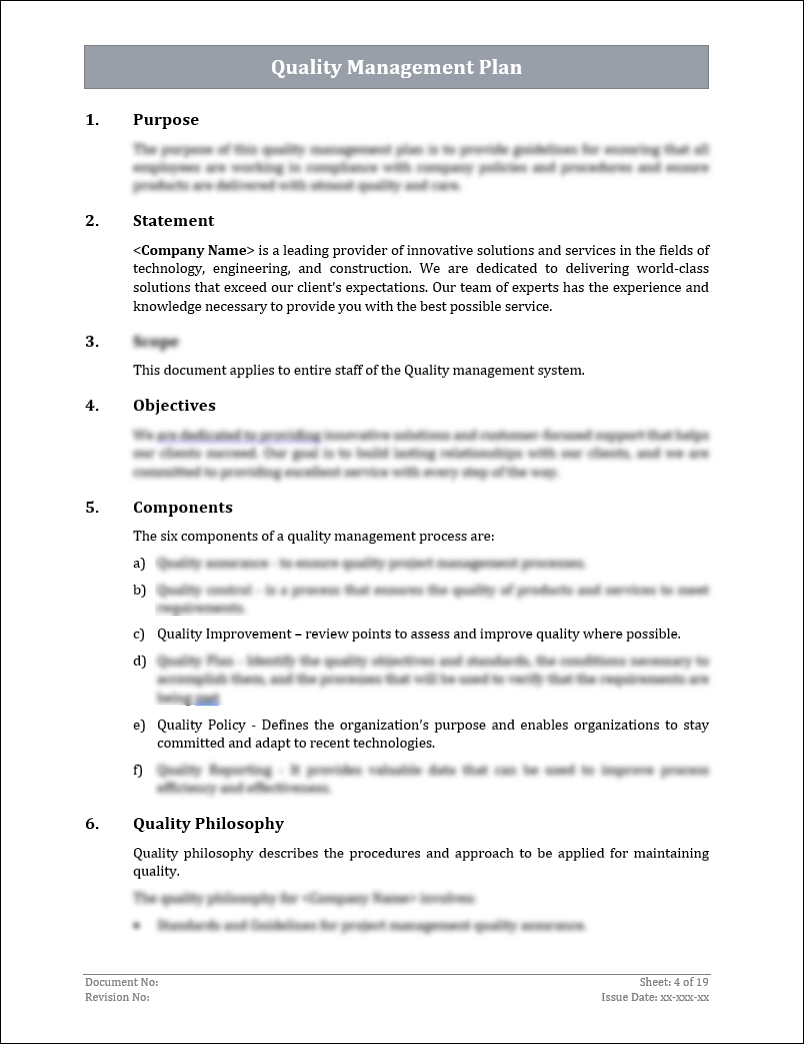 ISO 9001:QMS Quality Management Plan Template