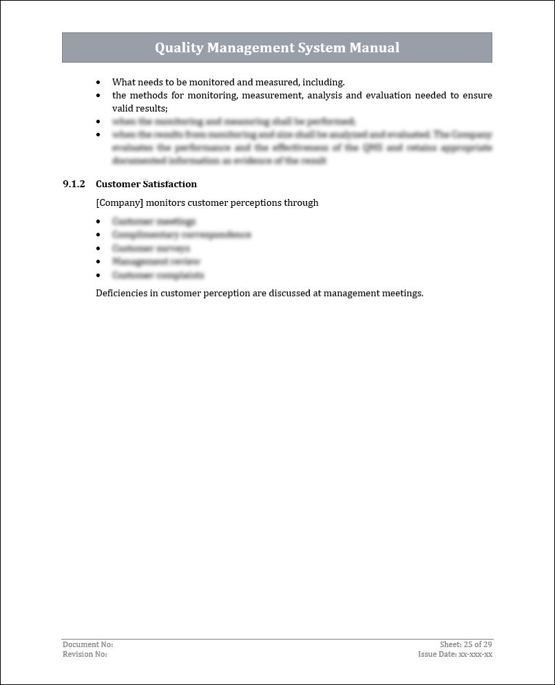 ISO 9001:QMS Quality Management System Manual Template