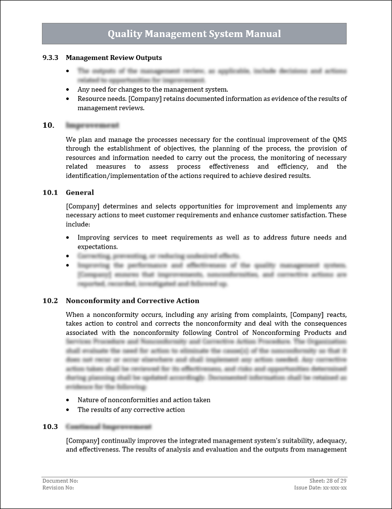 ISO 9001:QMS Quality Management System Manual Template