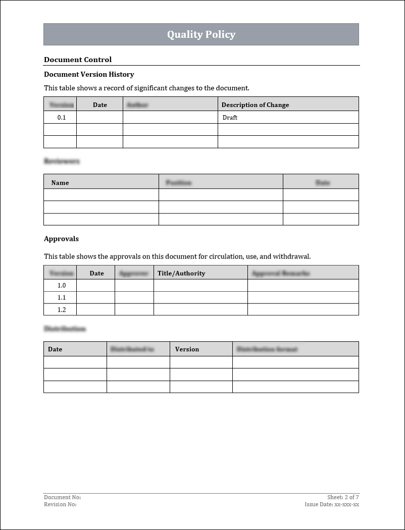 ISO 9001:QMS Quality Policy Template