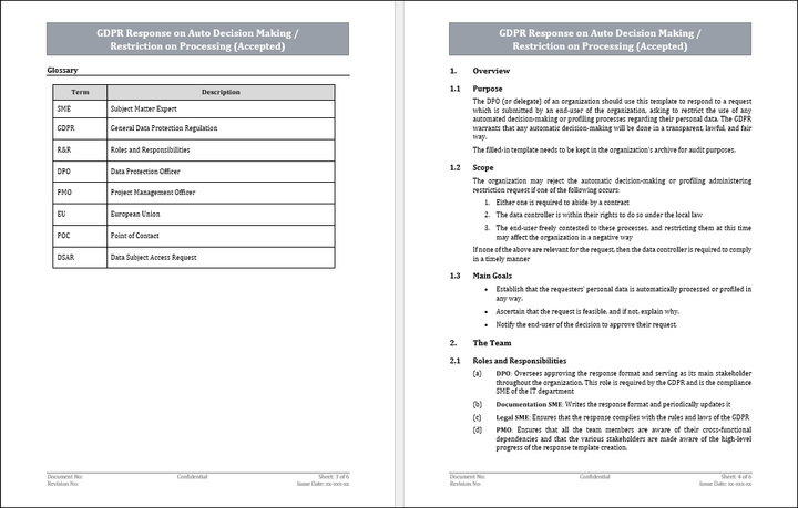 GDPR Response on Auto Decision Making/ Restriction Processing (Accepted)