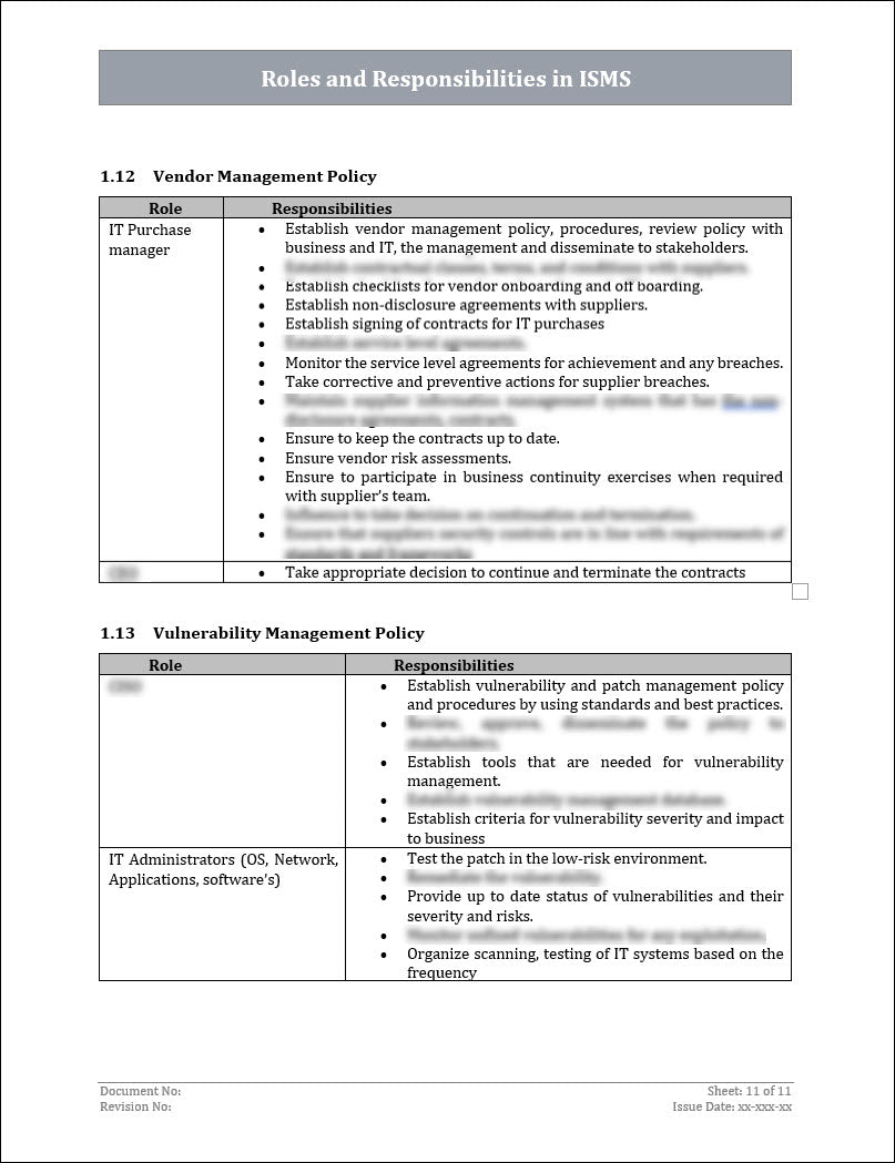 ISO 27001:2022 - Roles and Responsibilities In ISMS Template