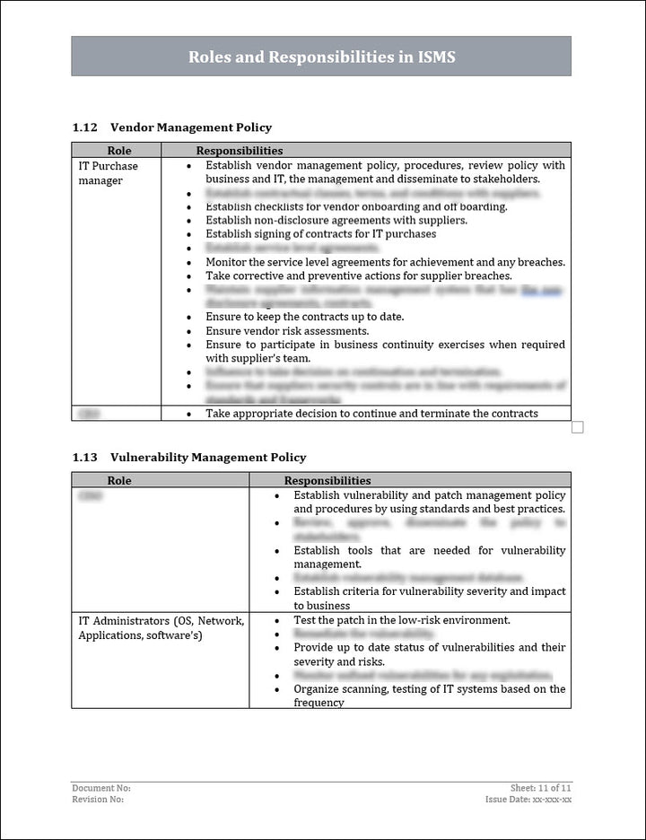 ISO 27001:2022 - Roles and Responsibilities In ISMS Template