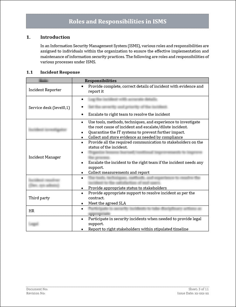 ISO 27001:2022 - Roles and Responsibilities In ISMS Template