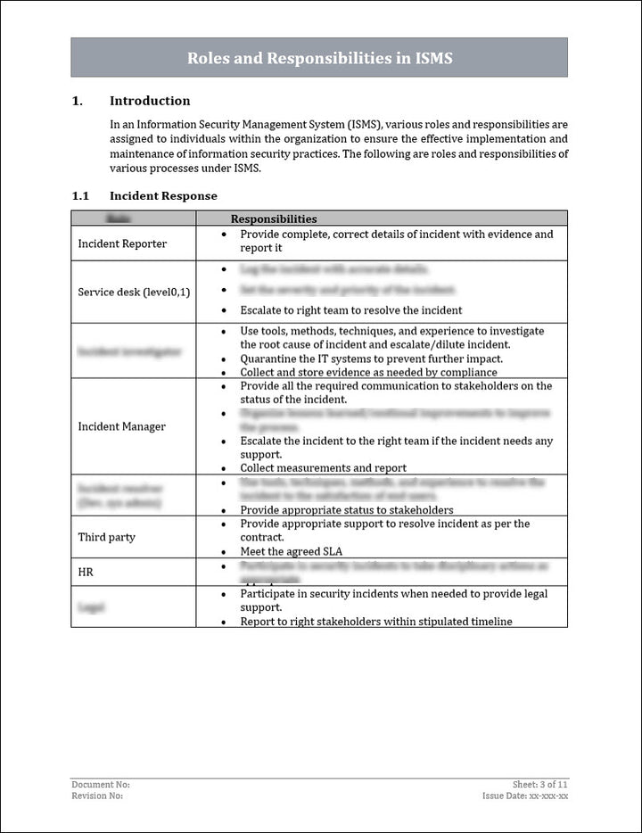 ISO 27001:2022 - Roles and Responsibilities In ISMS Template