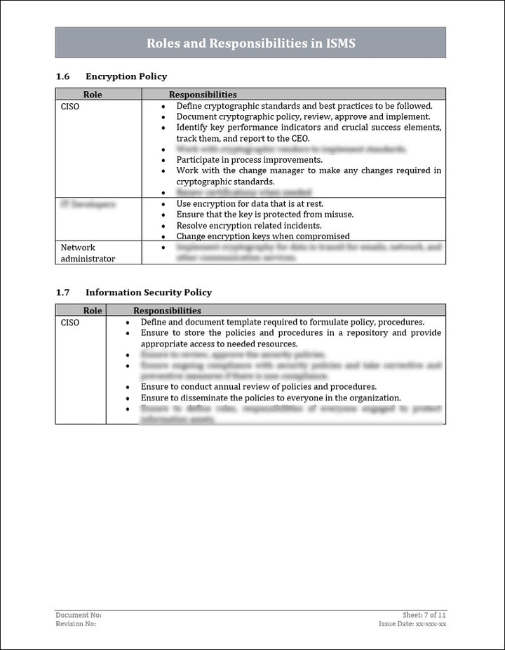 ISO 27001:2022 - Roles and Responsibilities In ISMS Template