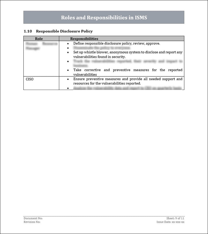 ISO 27001:2022 - Roles and Responsibilities In ISMS Template