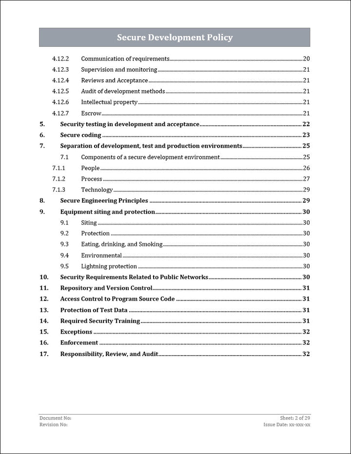 ISO 27001:2022 - Secure Development Policy Template