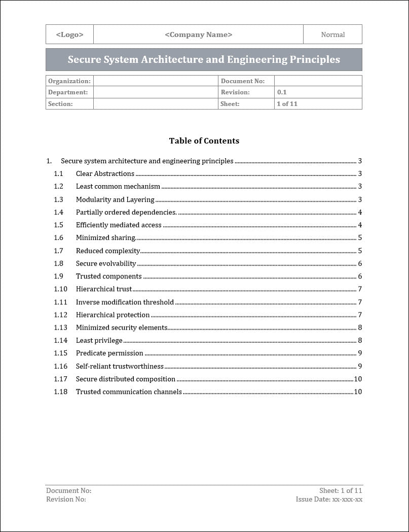 ISO 27001:2022 - Secure System Architecture and Engineering Principles Template