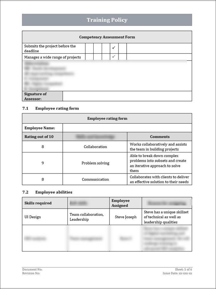 ISO 9001 Training And Competency Template