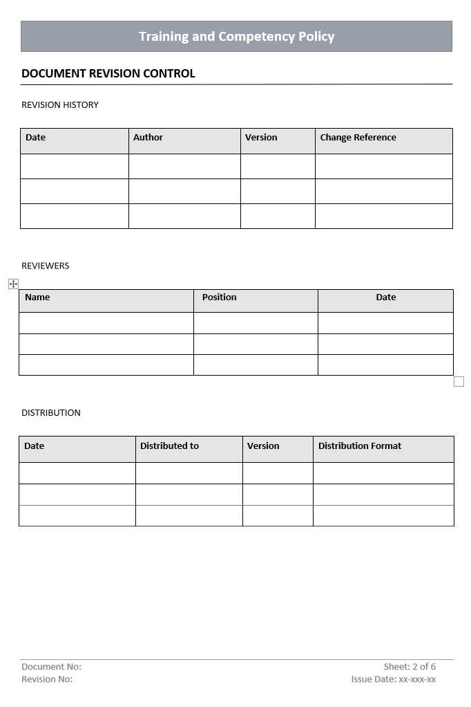 Training and Competency Document Control