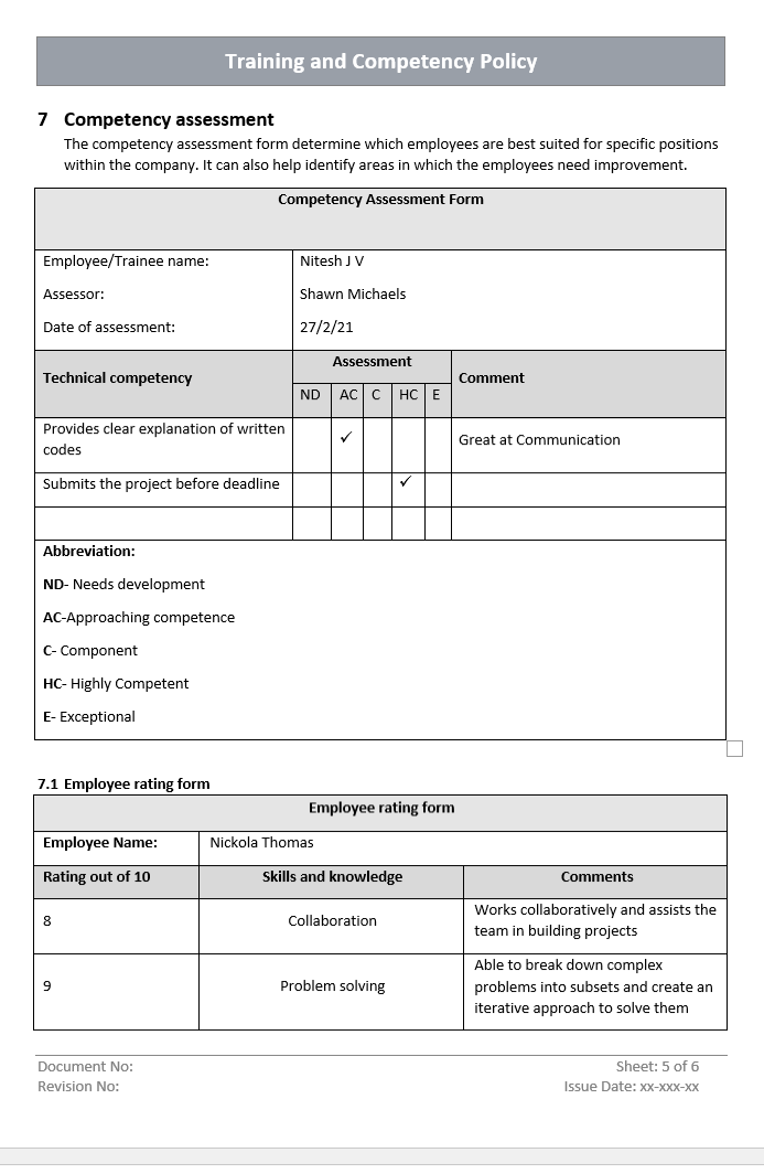 QMS Training and Competency Assessment