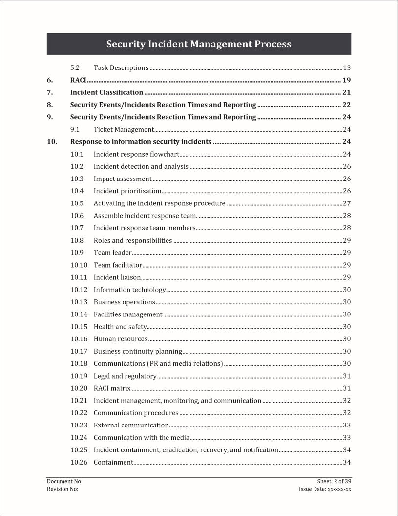 ISO 27001:2022-Security Incident Management Process Template