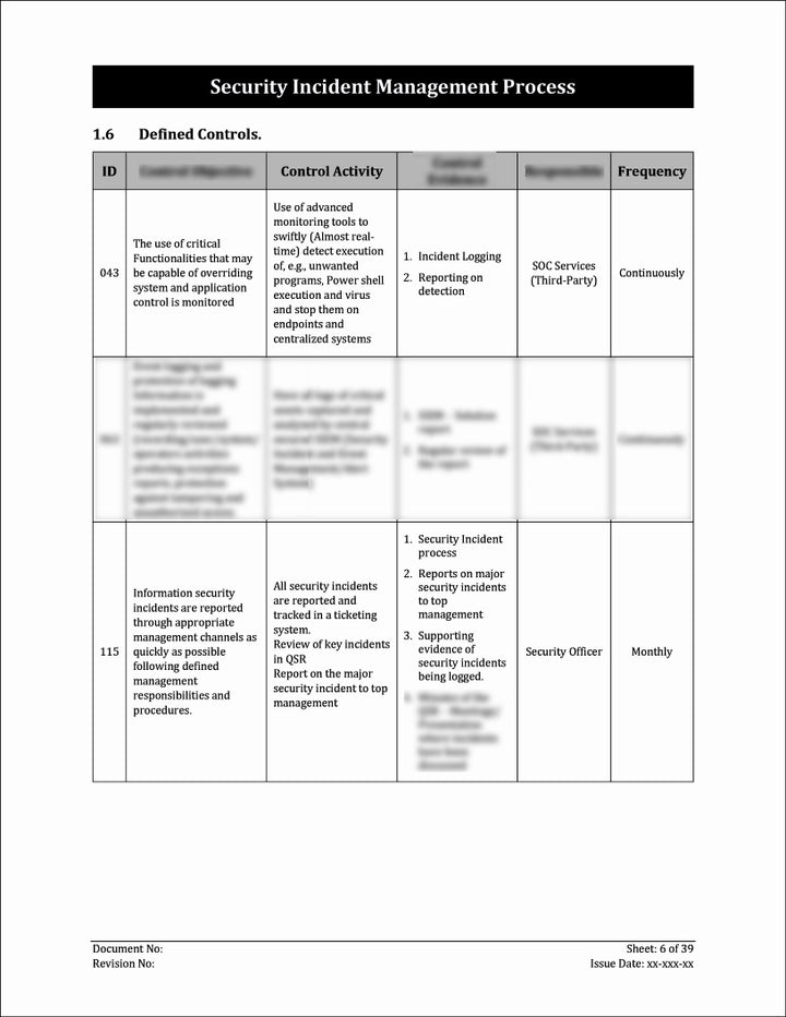 ISO 27001:2022-Security Incident Management Process Template