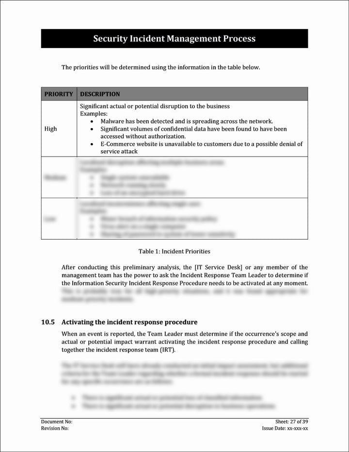 ISO 27001:2022-Security Incident Management Process Template