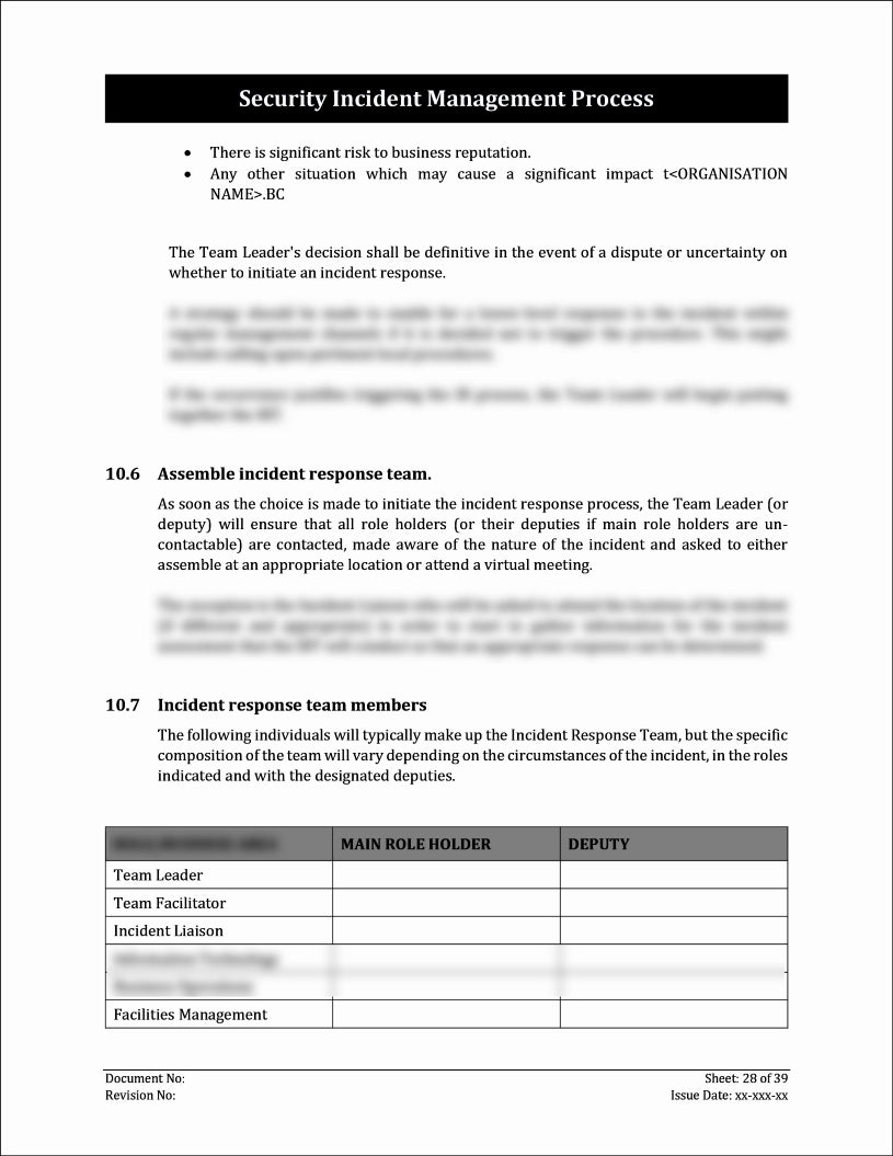 ISO 27001:2022-Security Incident Management Process Template