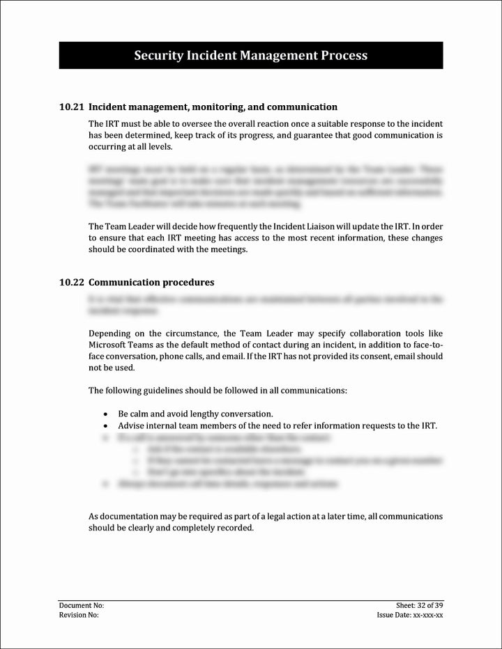 ISO 27001:2022-Security Incident Management Process Template