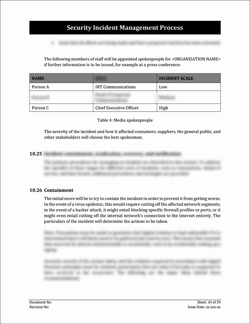 ISO 27001:2022-Security Incident Management Process Template