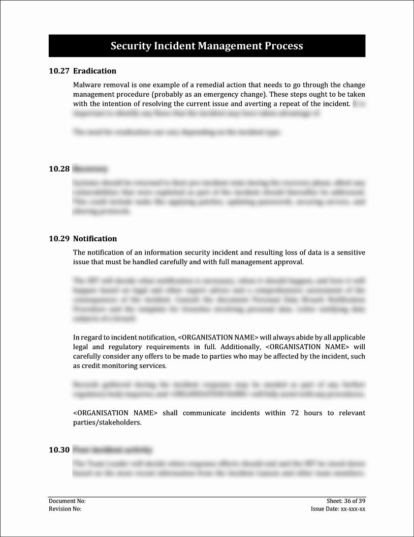 ISO 27001:2022-Security Incident Management Process Template