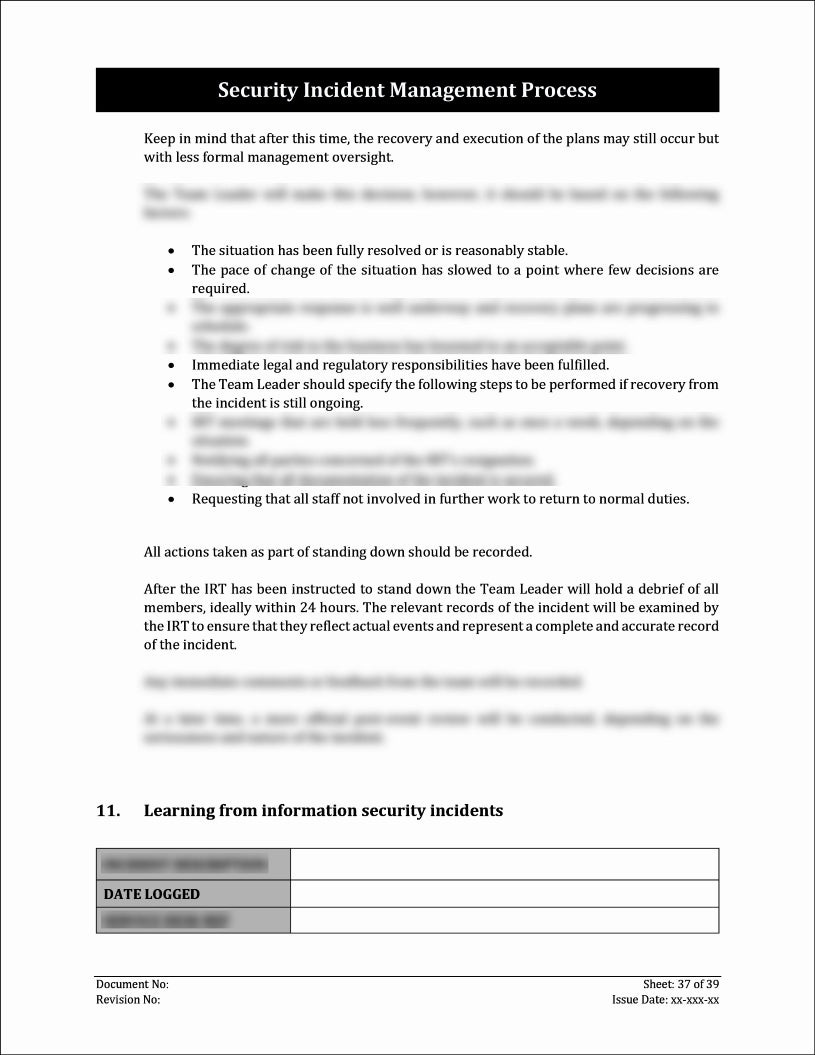 ISO 27001:2022-Security Incident Management Process Template