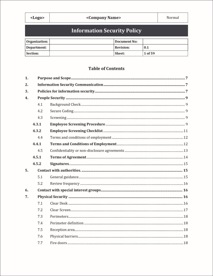 ISO 27001:2022 - Information Security Policy Template