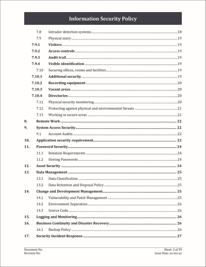 ISO 27001:2022 - Information Security Policy Template