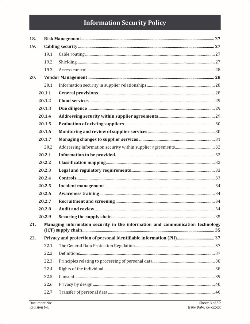 ISO 27001:2022 - Information Security Policy Template