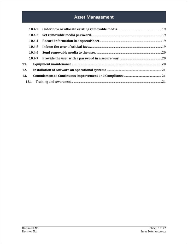 ISO 27001:2022 - Asset Management Policy Template