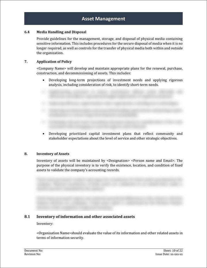 ISO 27001:2022 - Asset Management Policy Template