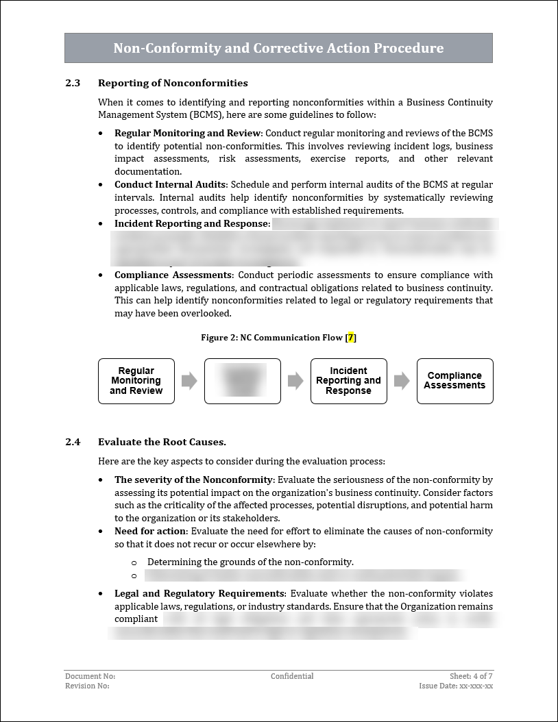 ISO 22301 Non Conformity and Corrective Action Procedure Template