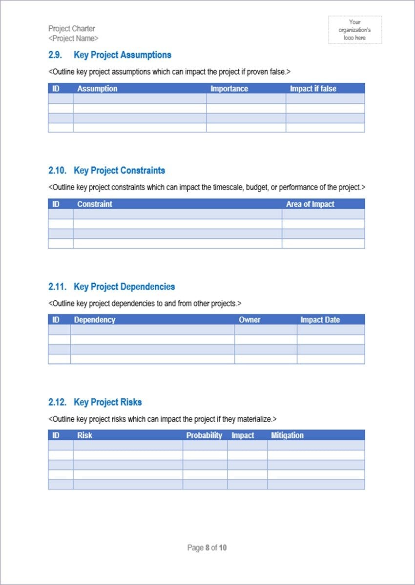 project charter, project charter template