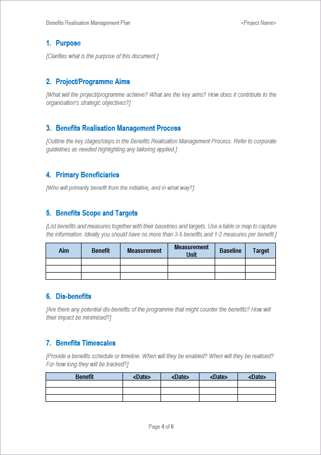 Benefits Realization Plan 