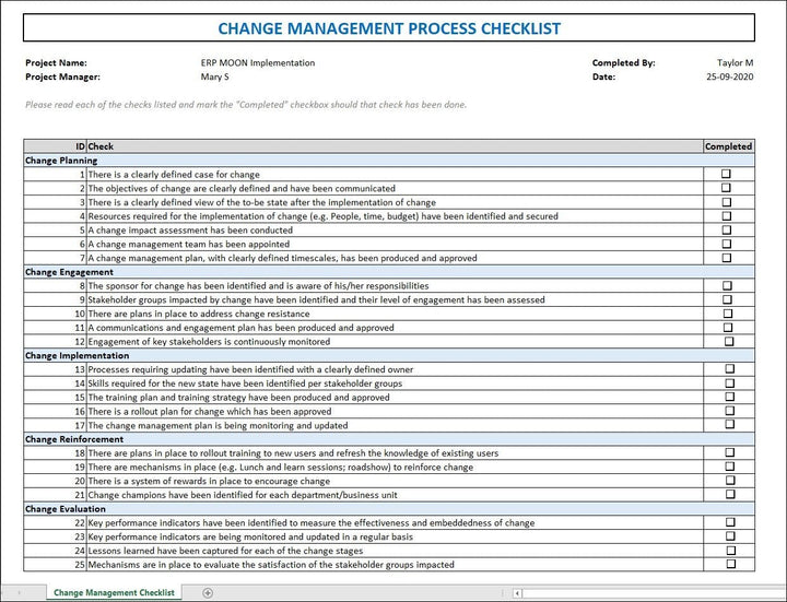 Change Management Process Checklist 