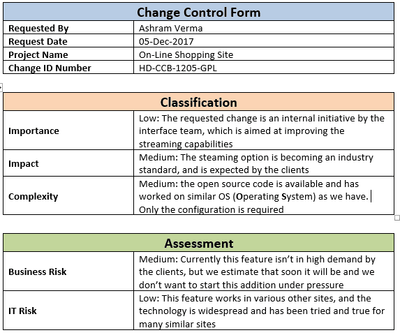 Word Change Control Form Template
