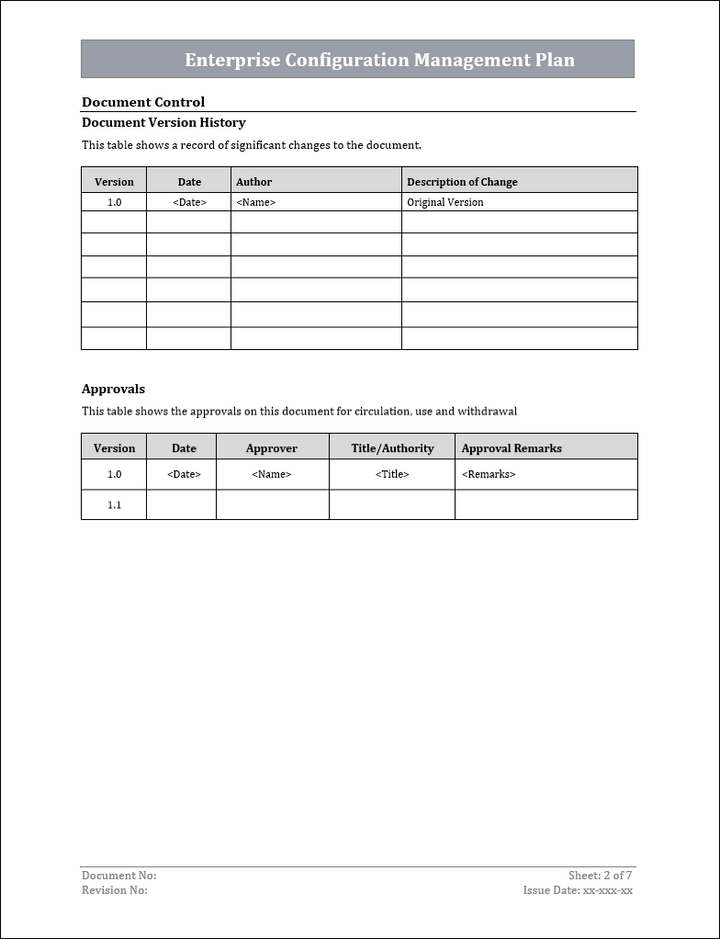 Enterprise Configuration management plan