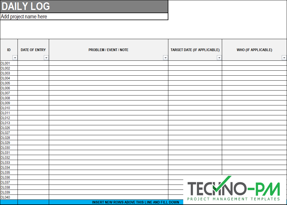 Daily Log Template