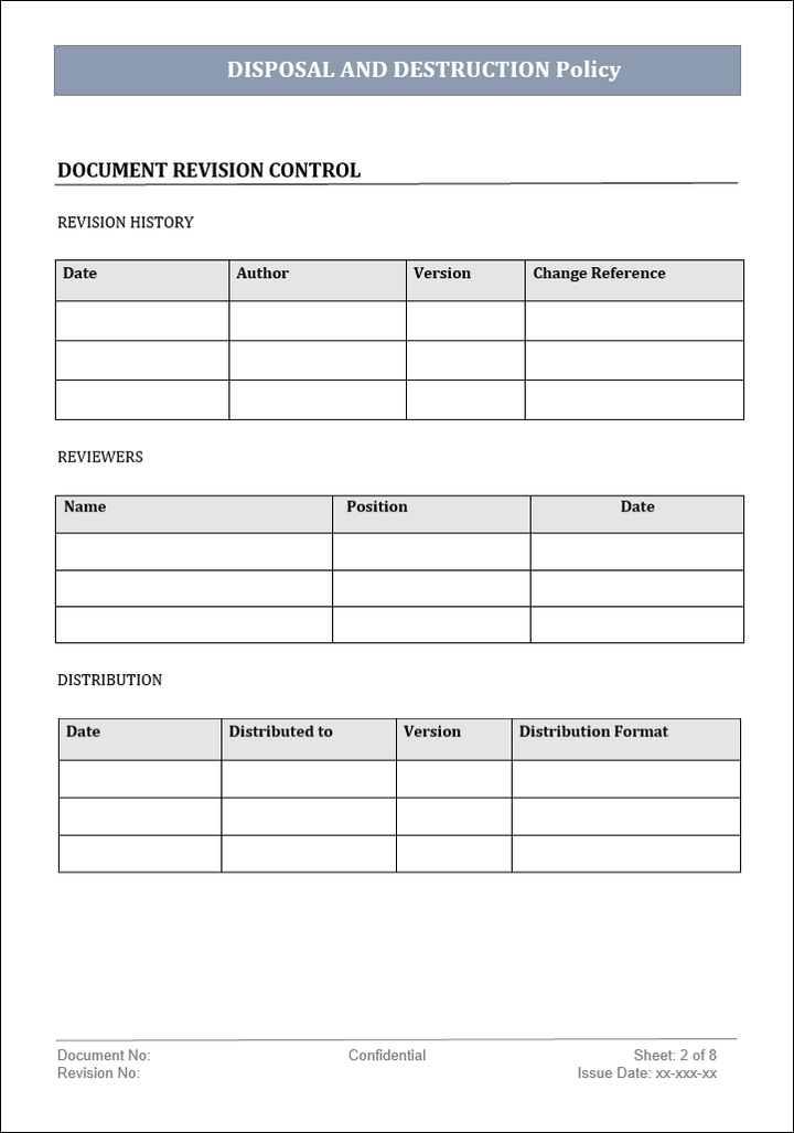 Disposal and destruction policy, Disposal and destruction