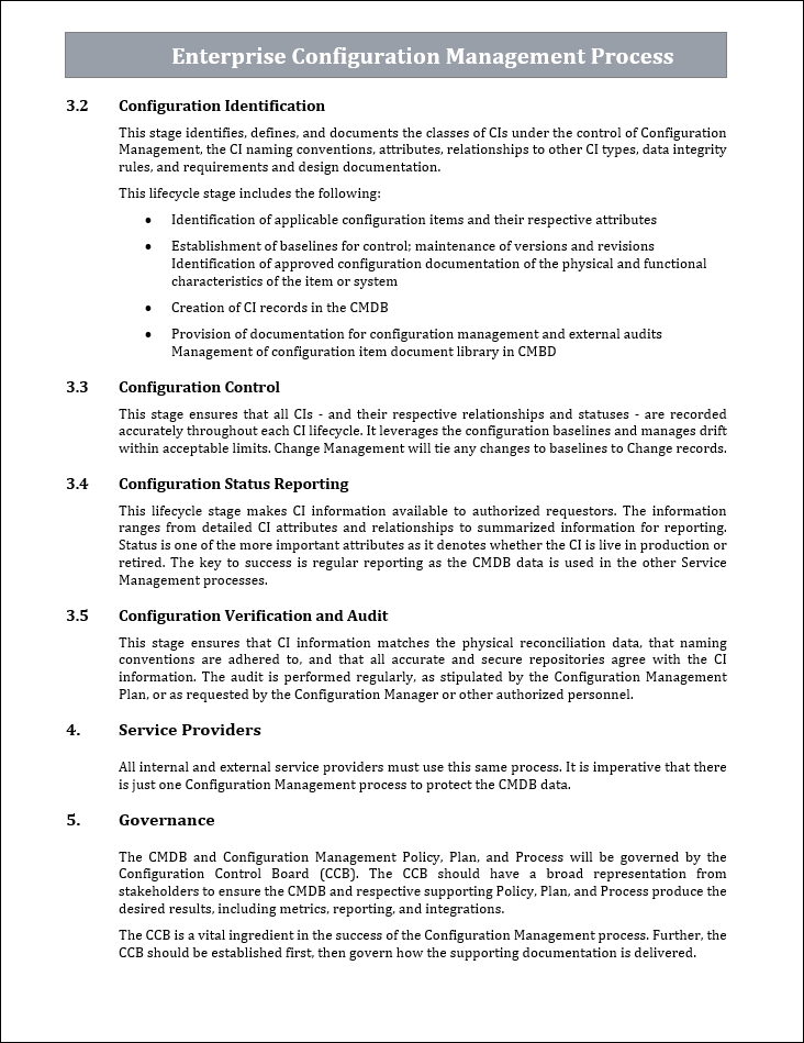 Enterprise Configuration management, Enterprise Configuration management process 