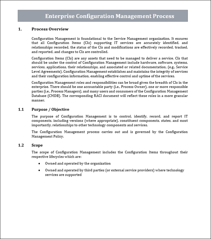 Configuration management process