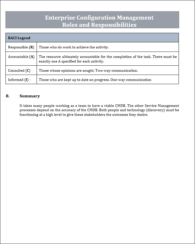 Enterprise Configuration management roles and responsibilities