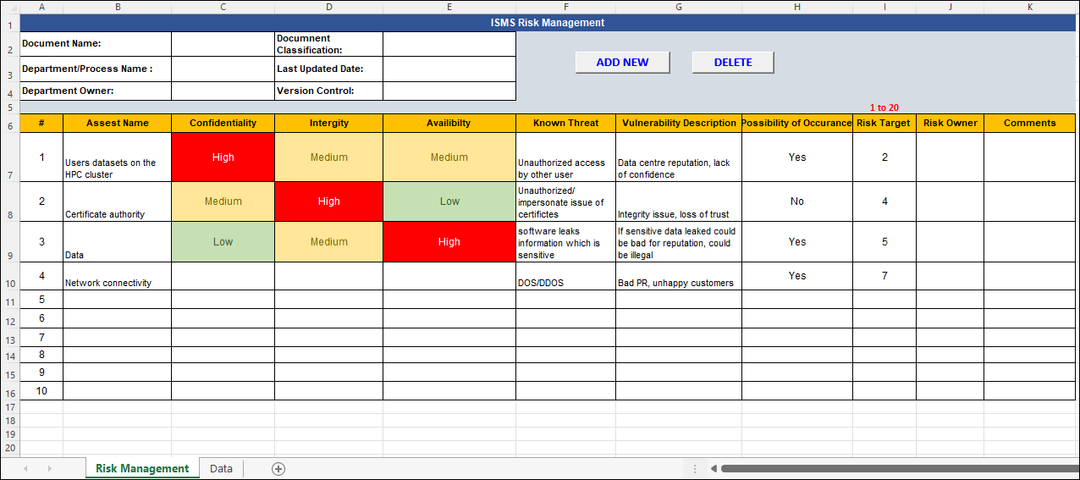 ISMS, ISMS Information Security Risk Management, ISMS Information Security Risk Management Excel Template, ISMS Information Security Risk Management Template Excel, ISMS Risk Management