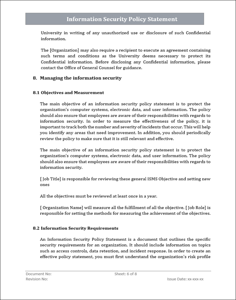 ISMS Information Security Policy Template