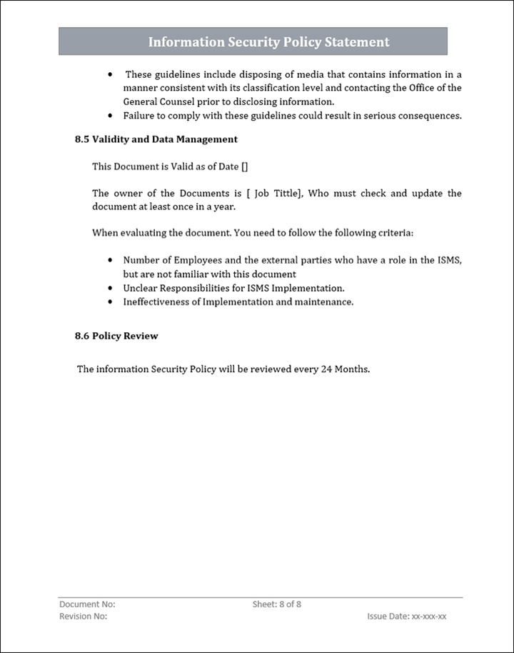 Information Security Policy Statement Template