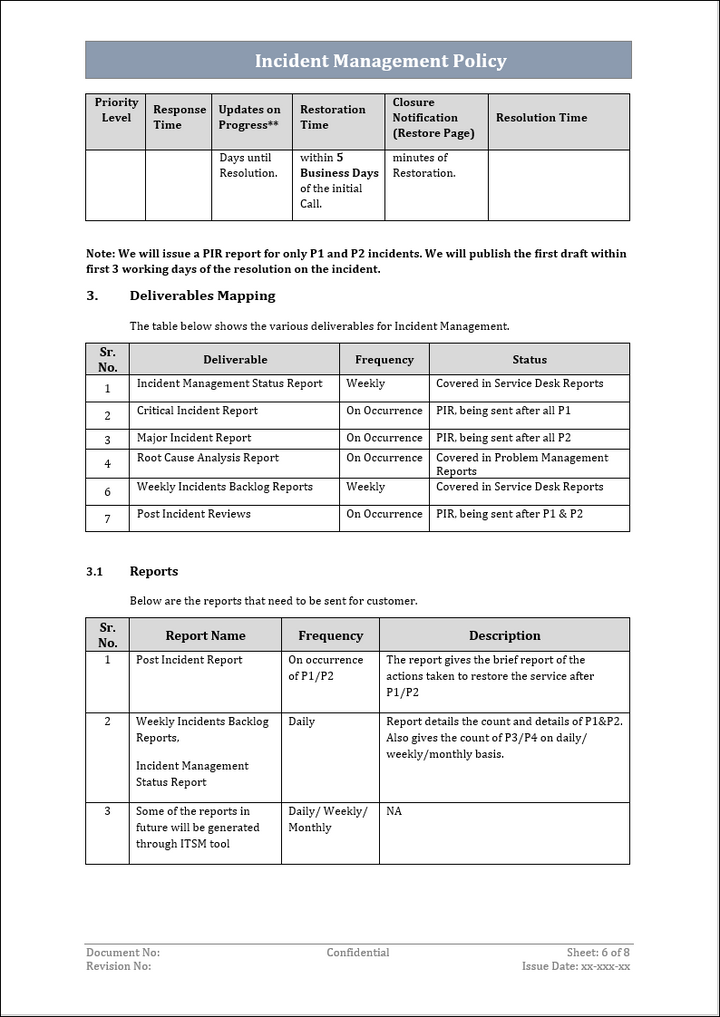 Incident Management Policy Mapping